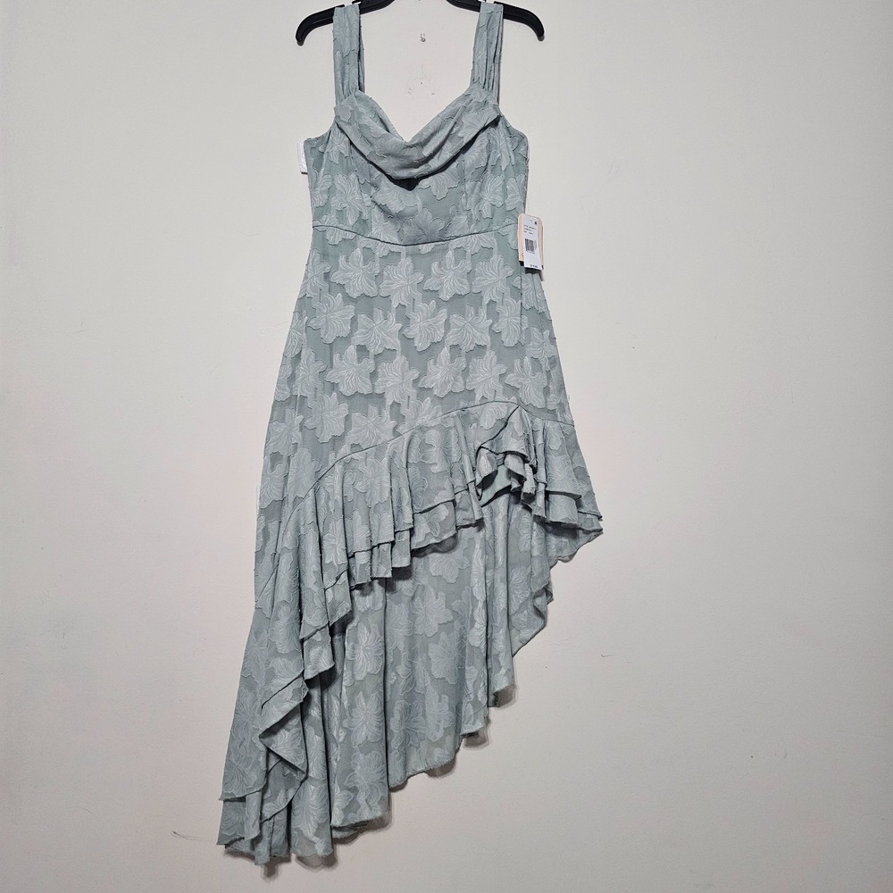 Womens Dress XL Sage Green Hi-Low Asymmetrical Sleeveless Cowl Neck‎ 0891